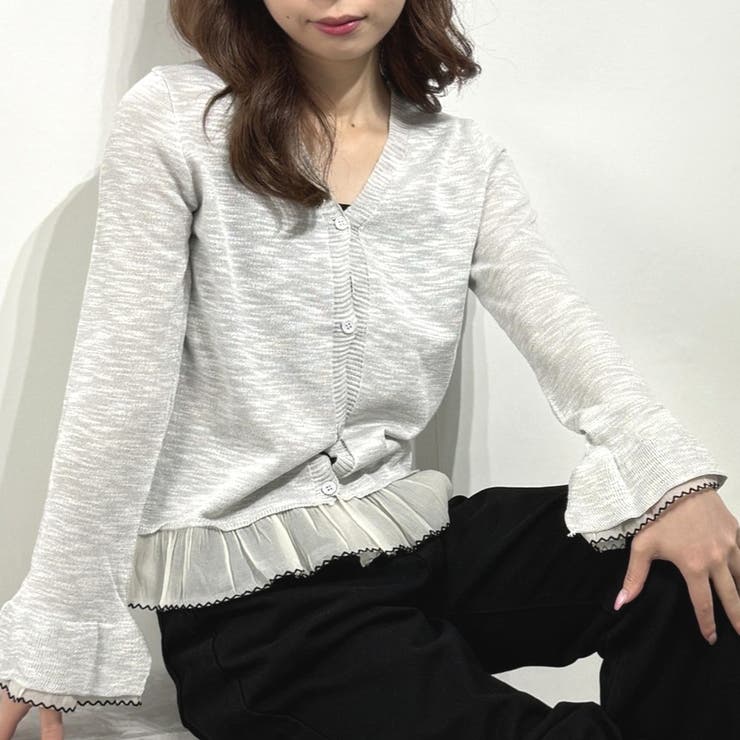 フェミニンレースカーデ カーディガン カットソー ロングTシャツ | marcydorn | 詳細画像1 