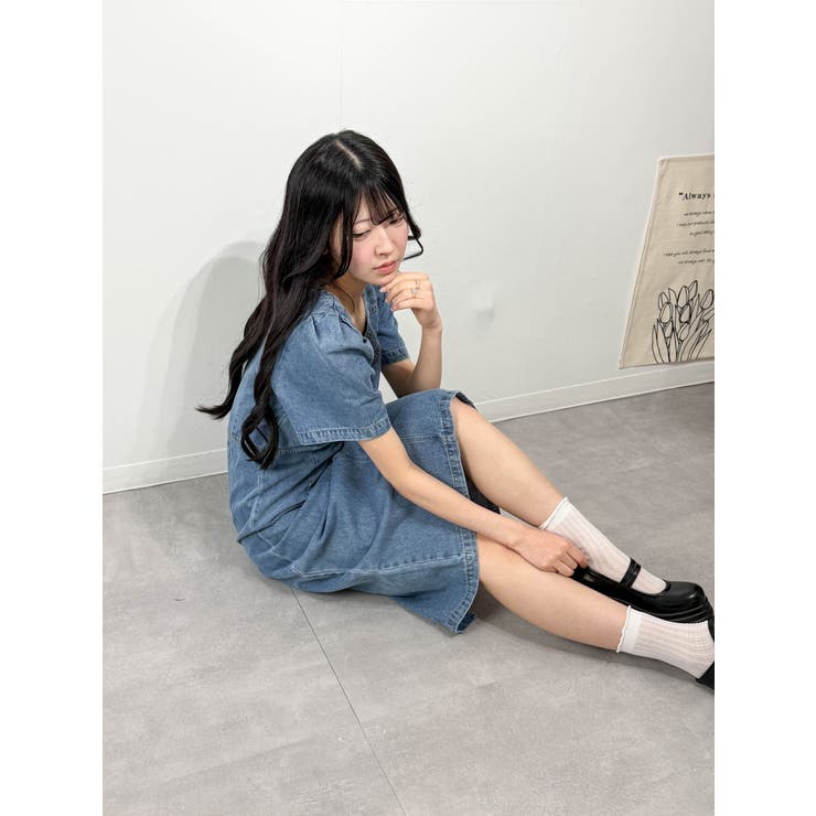 スクエアネック デニムワンピース ロング丈 パフスリーブ フレンチカジュアル | marcydorn | 詳細画像29 