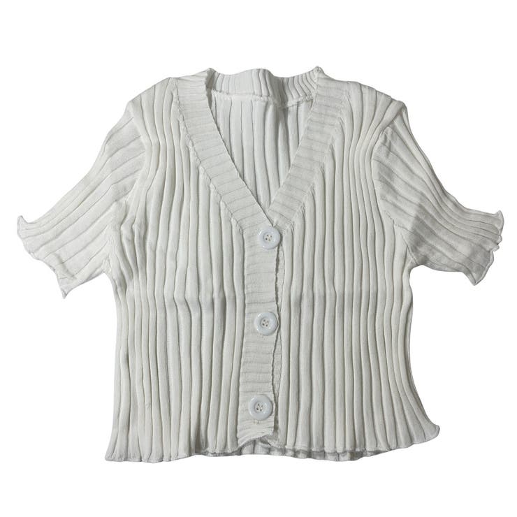 ホワイト | ラインデザイン半袖カーディガン | marcydorn