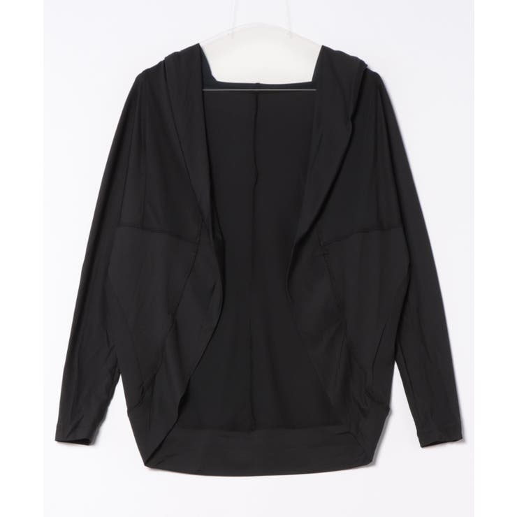 18ブラック（UV） | ボレロ風ライトスウェットフーディーカーディガン ドルマンパーカー レディース | and it 