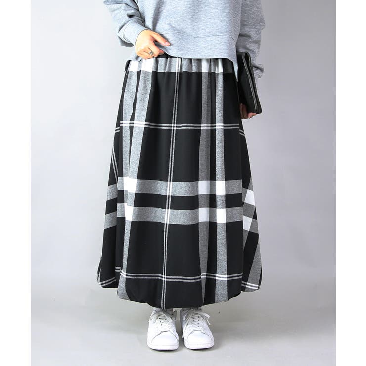 ブラック | ビッグチェックバルーンスカート スカート レディース | and it 