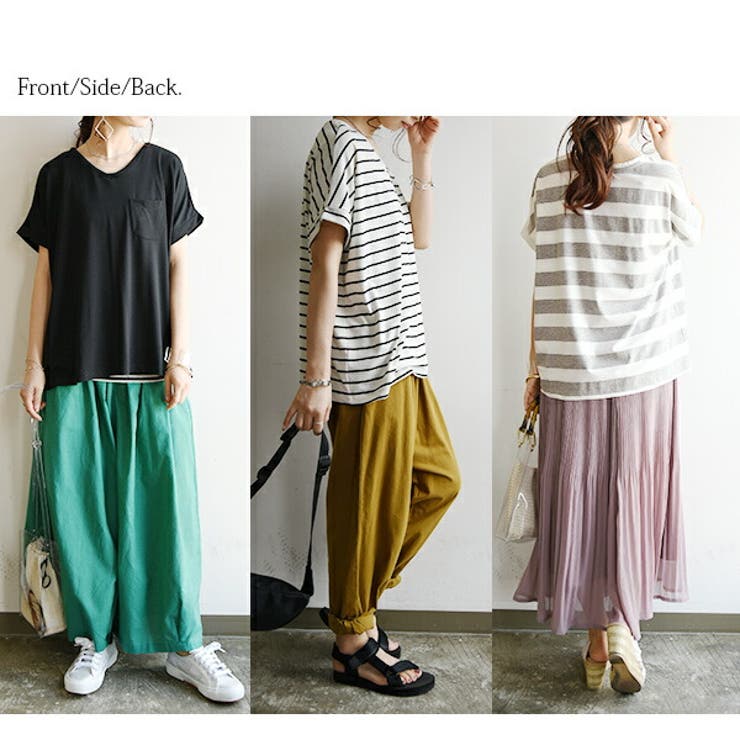 もちもちストレッチVネックカットソー【M】【L】(レディース 半袖 カットソー | and it  | 詳細画像15 