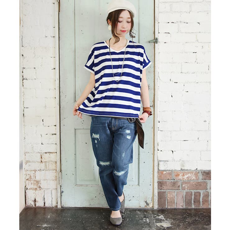 もちもちストレッチVネックカットソー【M】【L】(レディース 半袖 カットソー | and it  | 詳細画像23 