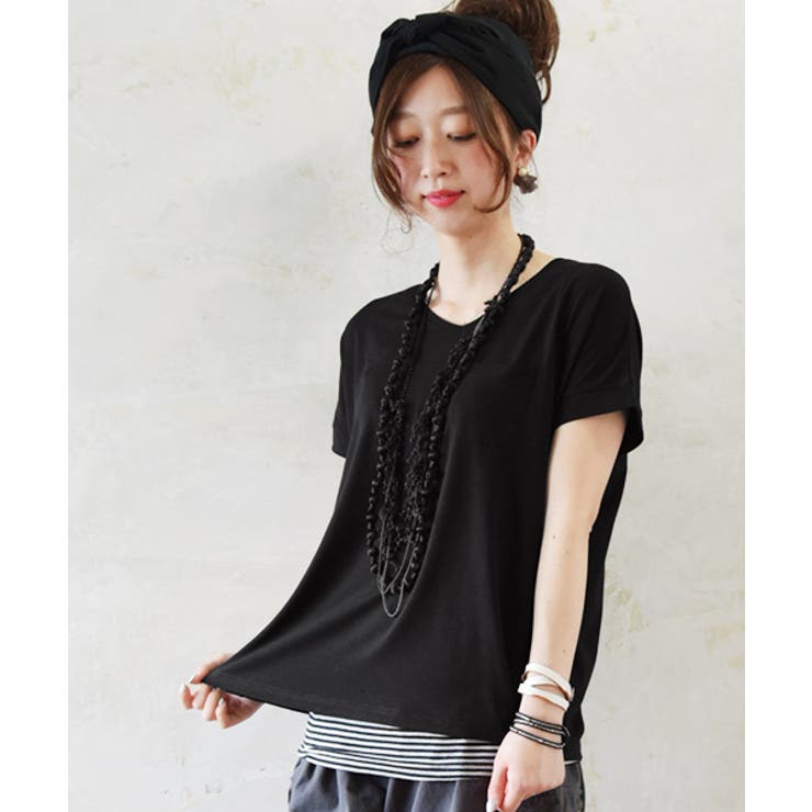 もちもちストレッチVネックカットソー【M】【L】(レディース 半袖 カットソー | and it  | 詳細画像21 