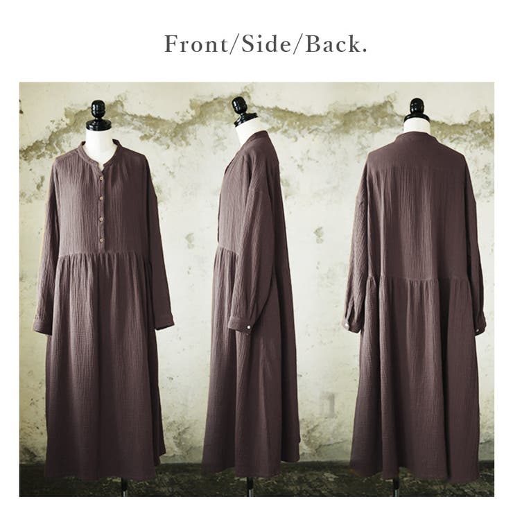 前ボタンフレアダブルガーゼワンピース【M】【L】レディース 春秋冬 ワンピース | and it  | 詳細画像24 