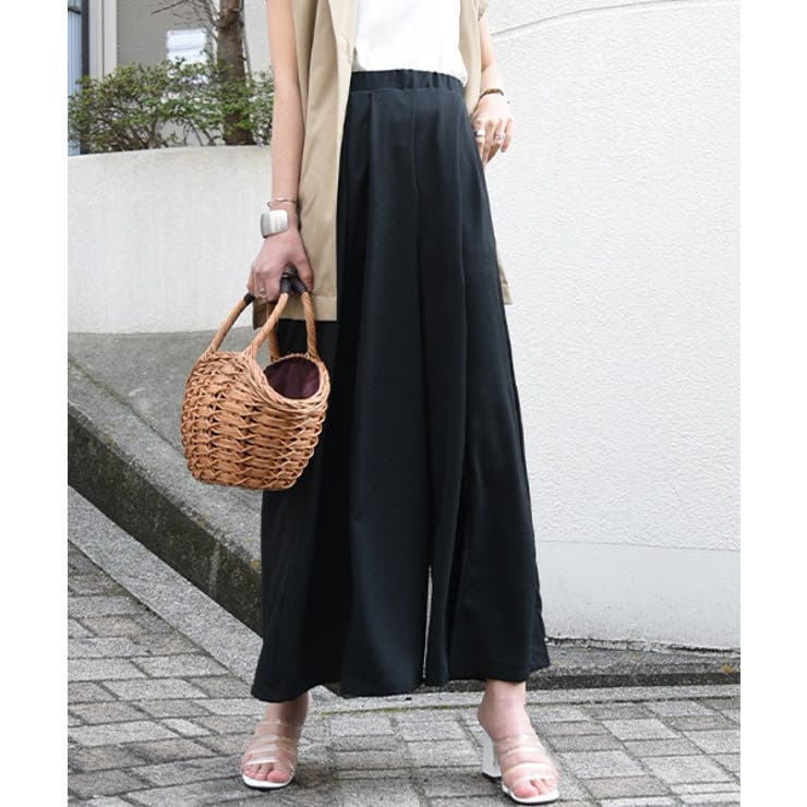 今年人気のブランド品や リネンライクスリット入りスカーチョ 春夏[品番 スカーチョ パンツ