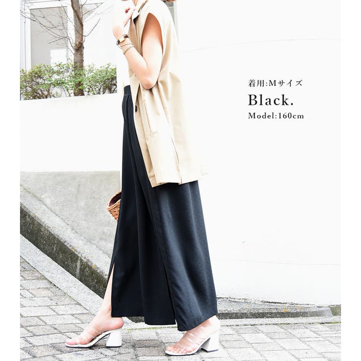リネンライクスリット入りスカーチョ スカーチョ 春夏[品番