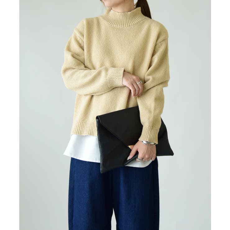 ベージュ | 洗えるハイネックニットプルオーバー ニット レディース | and it 