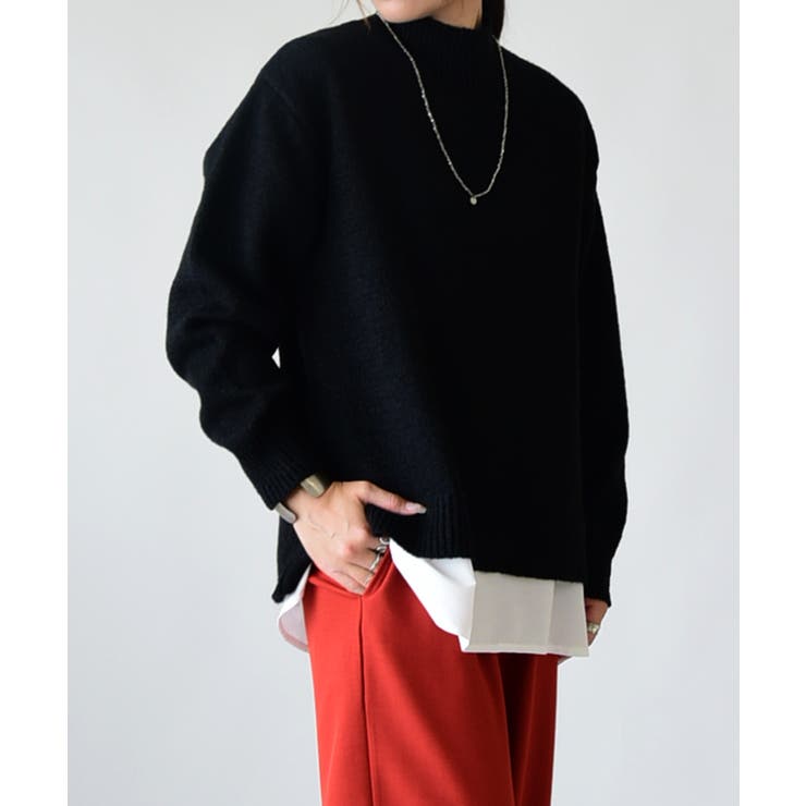 ブラック | 洗えるハイネックニットプルオーバー ニット レディース | and it 