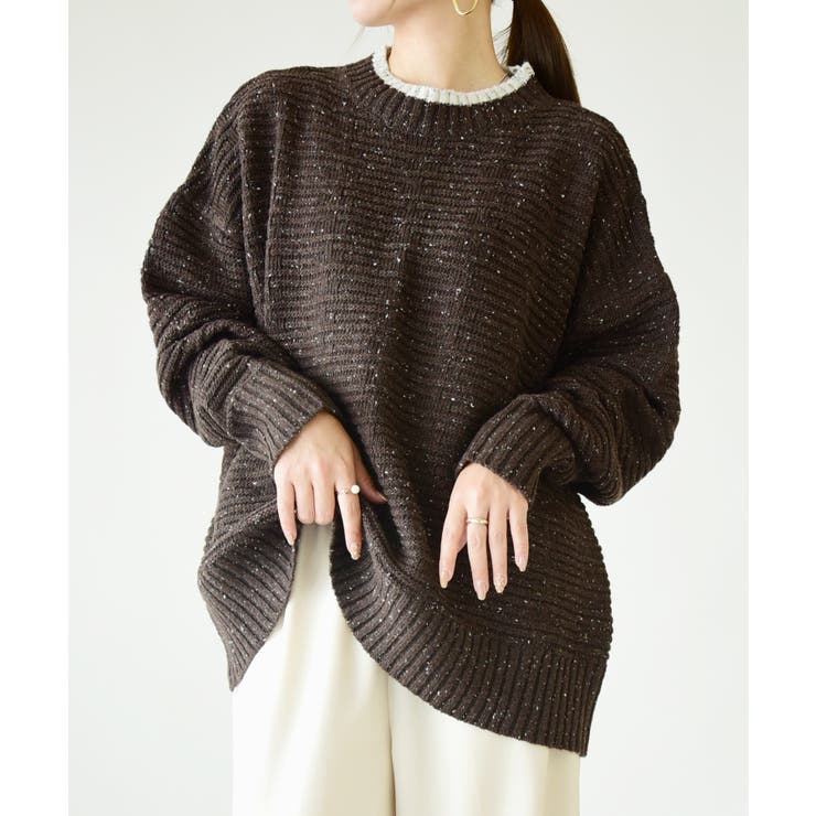 ダークブラウン | ネップ配色ハイネックニット ニット レディース | and it 
