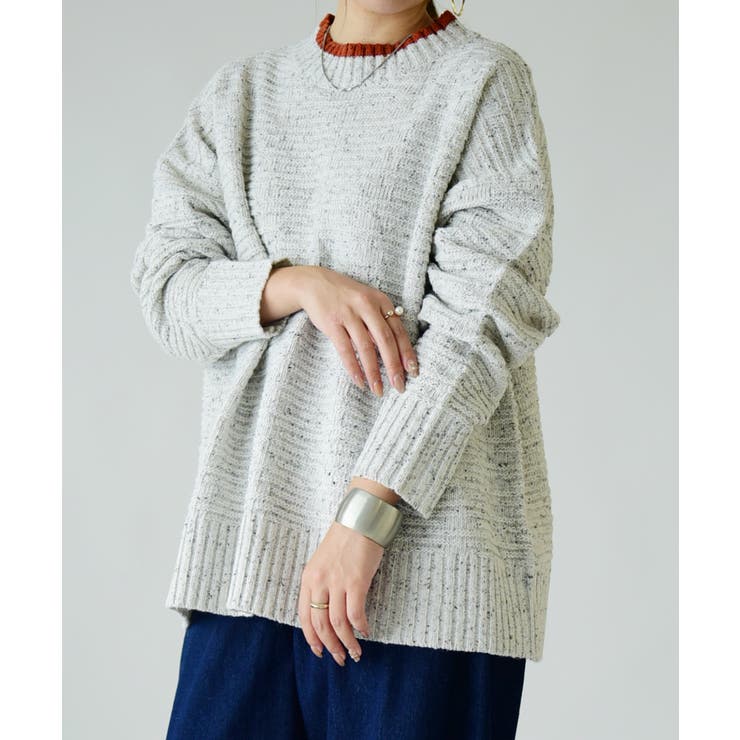 オフホワイト | ネップ配色ハイネックニット ニット レディース | and it 