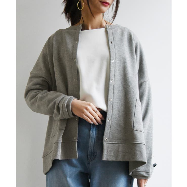 杢グレー | ミニ裏毛ワイドカーディガン カーディガン レディース | and it 