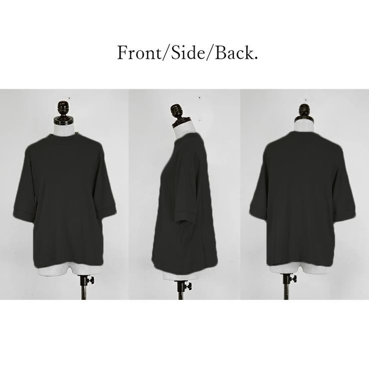 tシャツ 強撚スムース ハイネック5分袖カットソーワンピース レディース 強撚スムース ハイネック5分袖カットソーワンピース(51845953