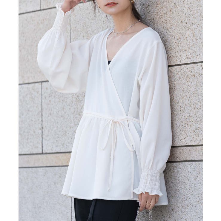 15-アイボリー | ラッシュガードギャザー切替シャーリングスリーブカシュクール UVカット 紫外線防… | and it 