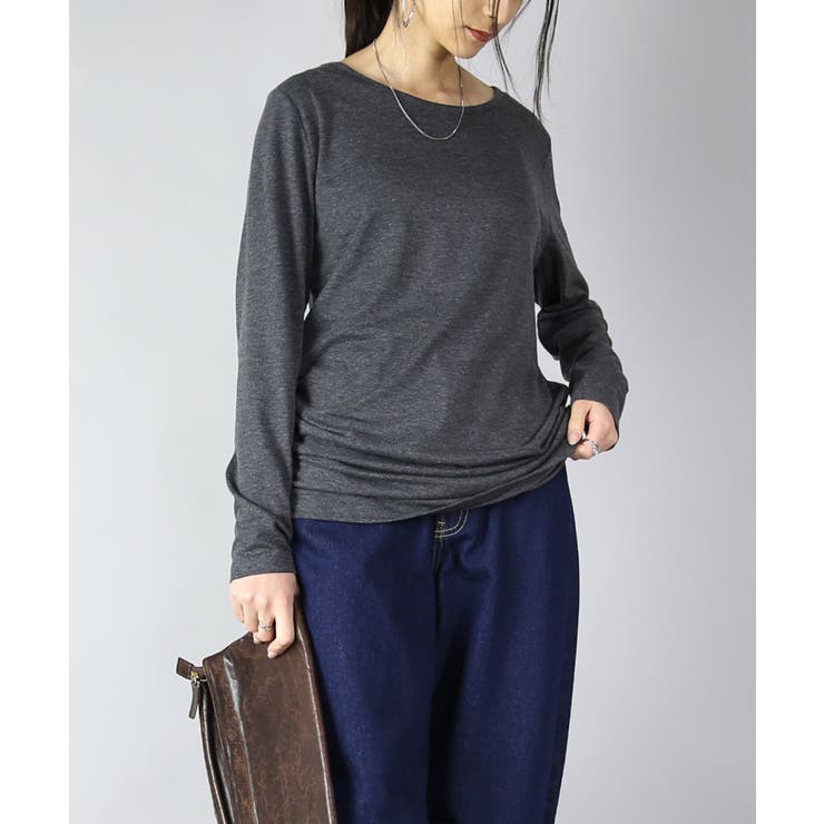 41杢チャコール | のびのびストレッチシンプルロングカットソー トップス ロンティー | and it 