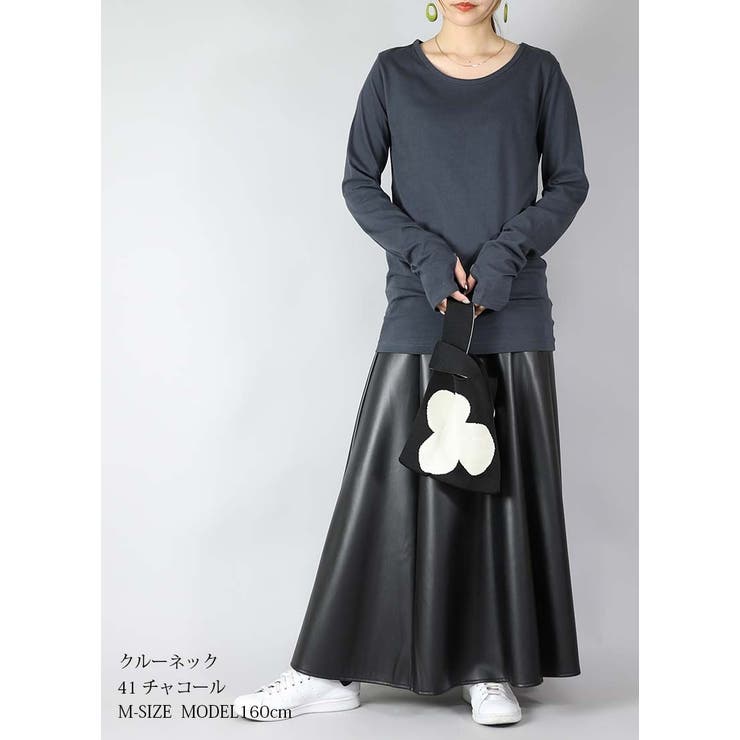 くしゅくしゅ指穴国産ロングカットソー M L | and it  | 詳細画像10 