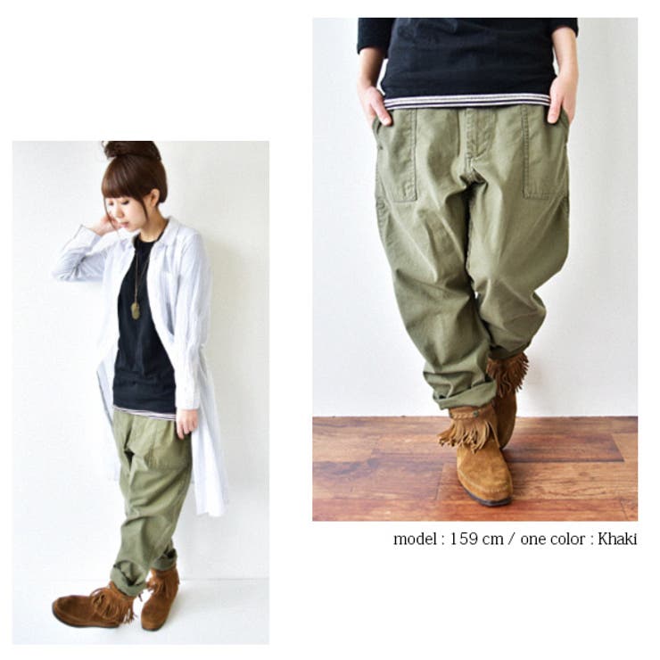 風合いミリタリーカーキサルエルパンツ○○[品番：ZX000001302