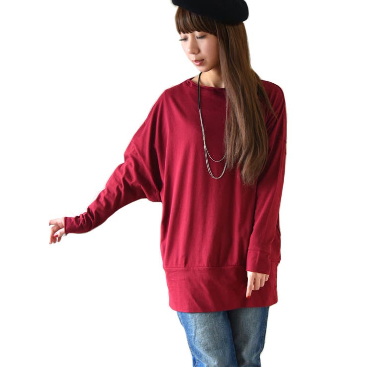 280ディープレッド | シンプルカラーゆったりドルマンカットソー | and it 