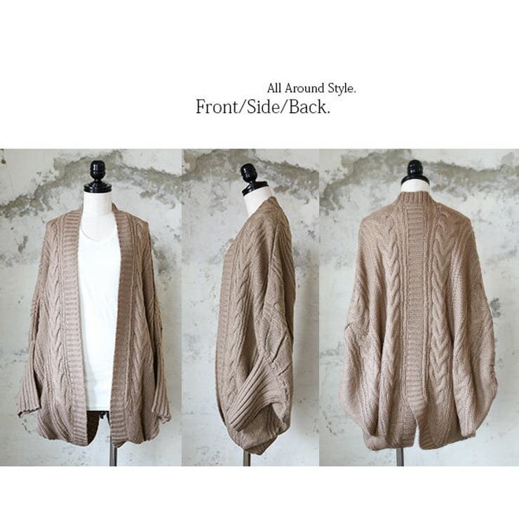 モモンガドルマンケーブル編みニットカーディガン[品番