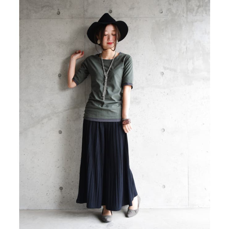 【M~4L】フェイクレイヤードくしゅくしゅシャーリング5分袖コットンカットソー♪… | and it  | 詳細画像44 