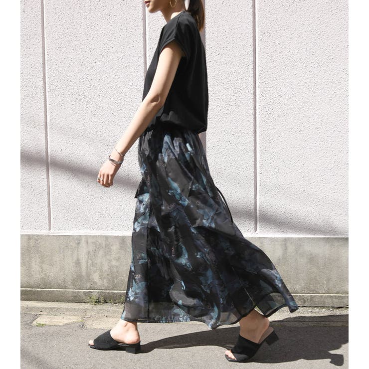 フラワープリント | 立体ネルチェック切替タックスカート フリーサイズ 秋服 | and it 