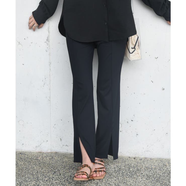 DVF★ジャカードニット フレアパンツ HUG.U ニットパンツ ジャガード ワイド レディース ワイドパンツ