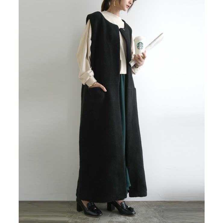 ボアロングベスト ボア ボアベスト[品番：ZX000006511]｜and it