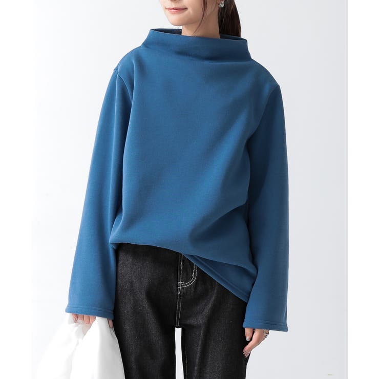 34くすみブルー/ボトルネック | 選べる2type！裏起毛あったかトップスベルスリーブ トップス 裏起毛 | and it 
