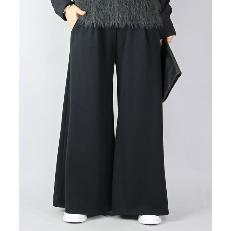 51ブラック | フレアスカート風裏シャギーワイドパンツ パンツ レディース | and it 