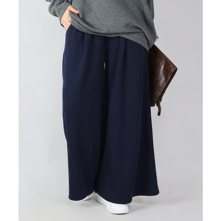 54ネイビー | フレアスカート風裏シャギーワイドパンツ パンツ レディース | and it 