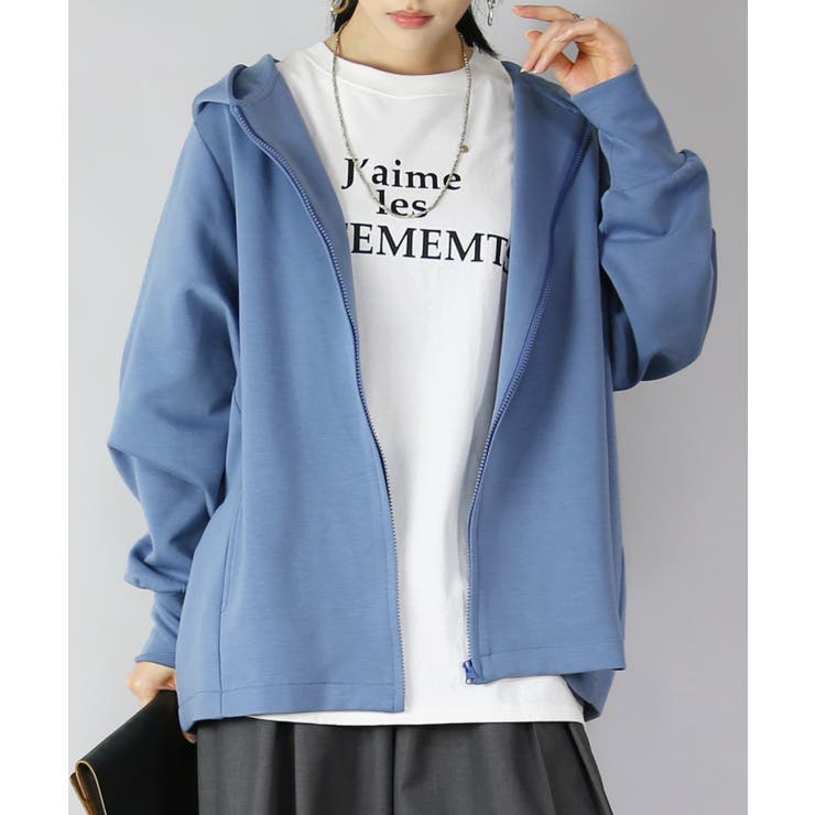 24ブルーグレー | ダンボールニットゆったりこなれフルジップパーカー パーカー レディース | and it