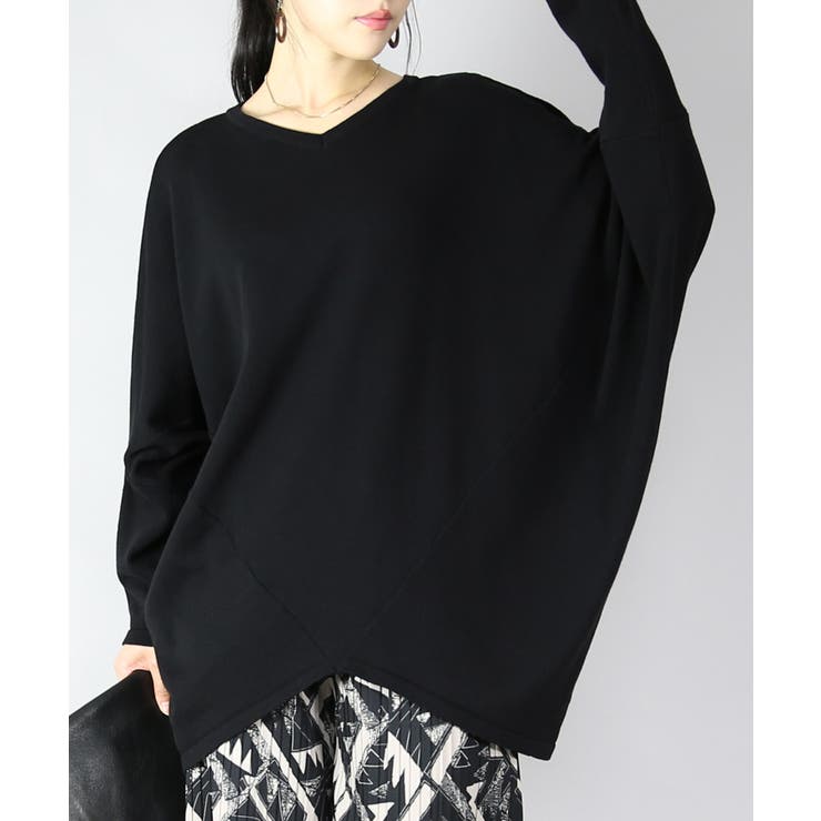 51ブラック | 前後2wayバンザイドルマンコットンニット トップス レディース | and it