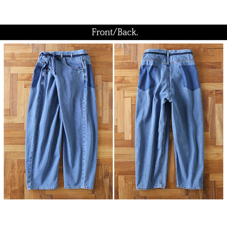 andit_】リメイク風ラップデニムワイドパンツ○○【M】【L