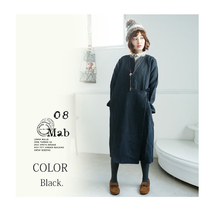 08mab】リネンカシュクールサイドリボンワンピース(レディース