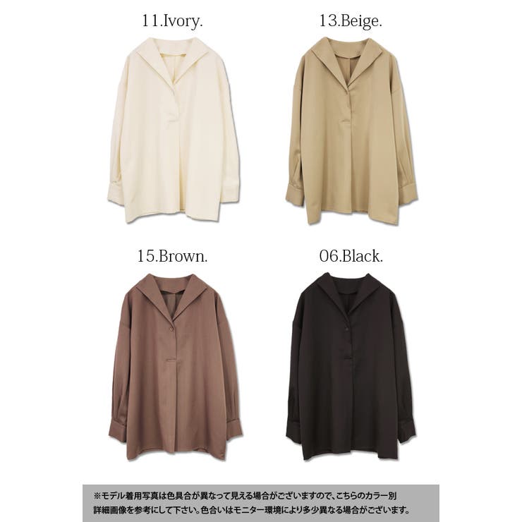 オープンカラーツイルブラウス(リボン付き)【M】レディース 春秋冬 トップス | and it  | 詳細画像2 