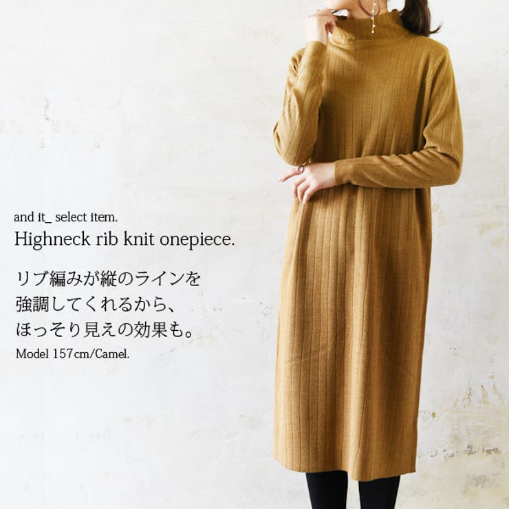 ハイネックリブニットワンピースレディース 秋冬 ワンピース | and it  | 詳細画像11 