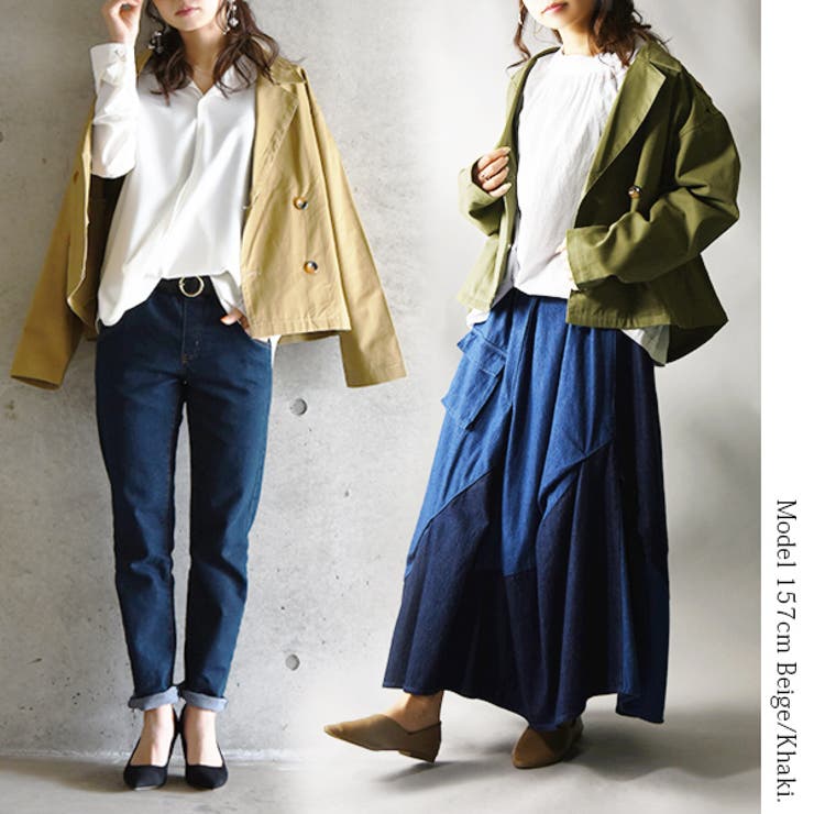 コットンツイルショート丈トレンチコート【M】レディース 春秋 トレンチコート | and it  | 詳細画像15 