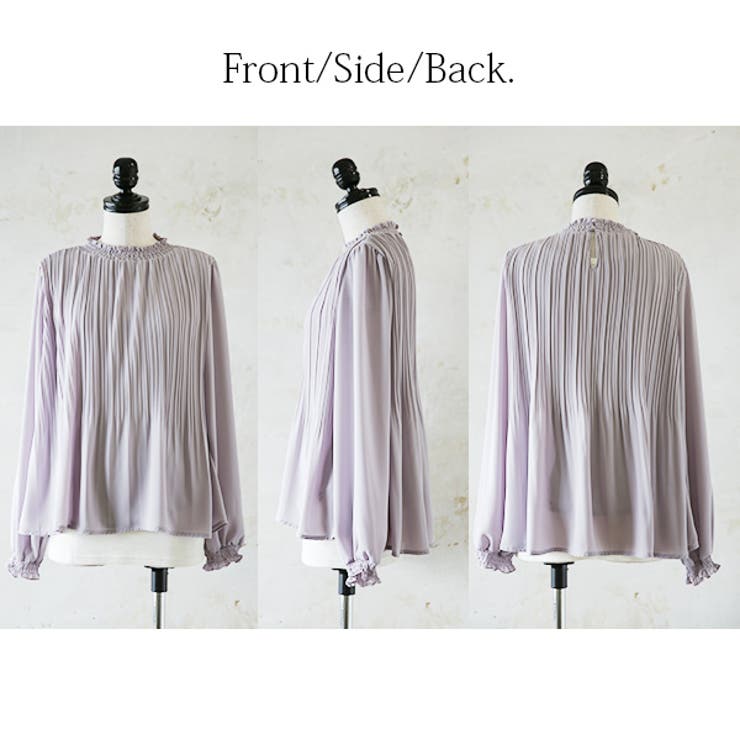 消しプリーツシフォンジョーゼットハイネックブラウス【M】【L】レディース 春夏秋… | and it  | 詳細画像10 