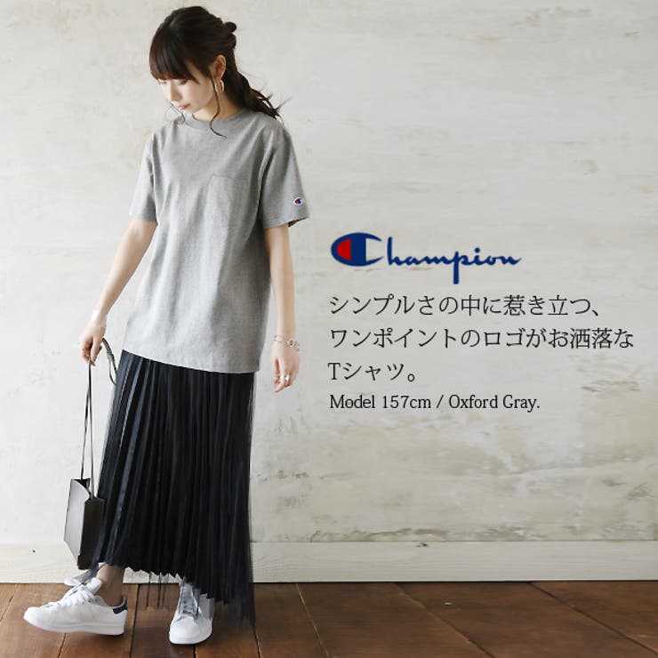 チャンピオン Champion ポケット付きクルーネックコットンTシャツレディース | and it  | 詳細画像3 