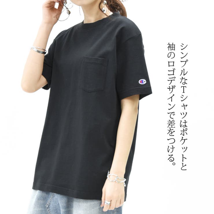 チャンピオン Champion ポケット付きクルーネックコットンTシャツレディース | and it  | 詳細画像4 
