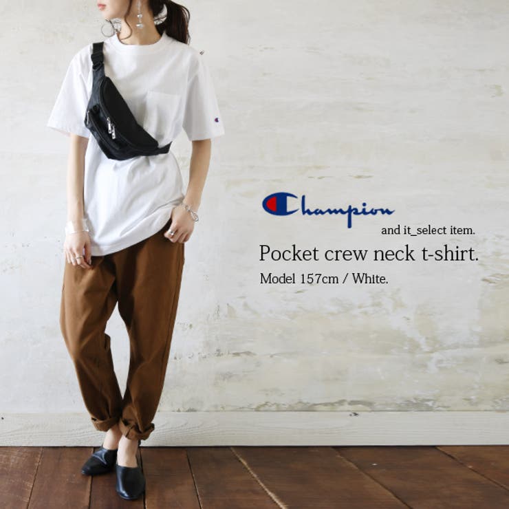 チャンピオン Champion ポケット付きクルーネックコットンTシャツレディース | and it  | 詳細画像10 