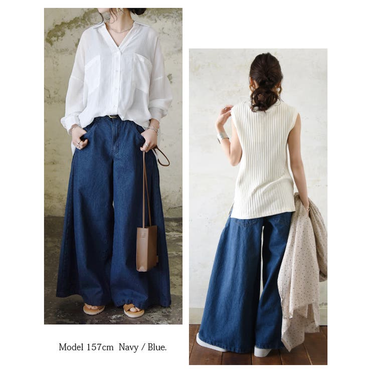 【受注発注】サイドタックデニムバギーパンツ【M】【L】【LL】【3L】【4L】レ… | and it  | 詳細画像10 