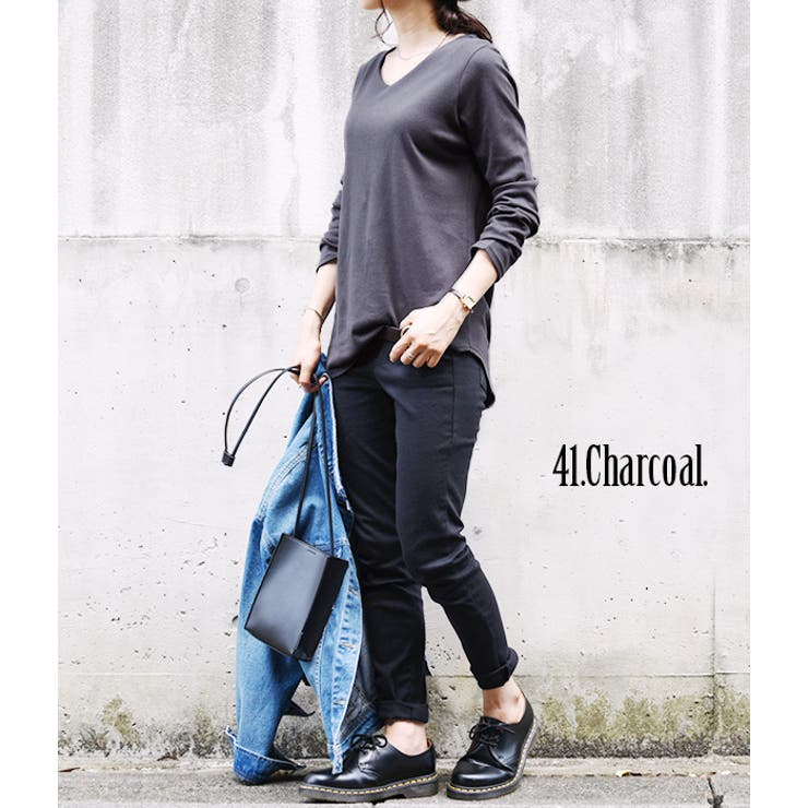 【M～LL 日本製】BeコルテVネックデイリーロングカットソー♪ 綿100％ | and it  | 詳細画像18 