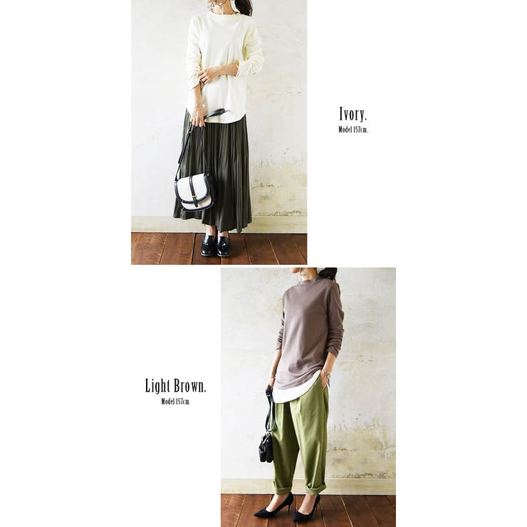 【M～LL 日本製】Beラインネックデイリーロングカットソー♪ 綿100％ | and it  | 詳細画像19 