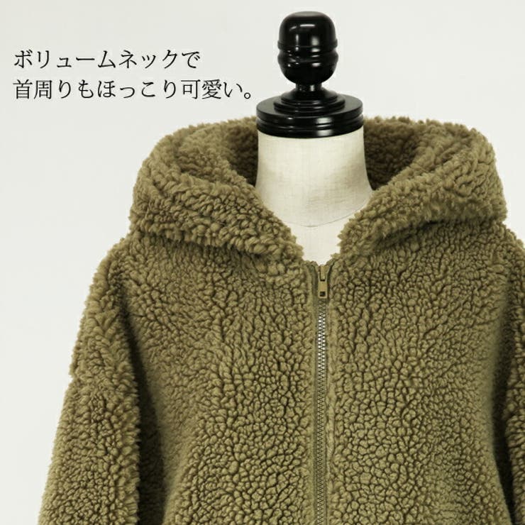 【andit_】オーバーサイズボリュームボアパーカー【メール便不可】【M】レディース秋冬アウターボアパーカーベージュキャメルライトカーキブラックもこもこボリュームふわふわボア大人可愛いお洒落トレンドフード付きポケット
