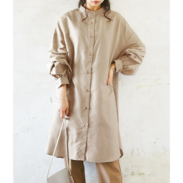 エステルピーチバンドカラーロングシャツレディース 春秋 トップス 品番 Zx And It アンドイット のレディースファッション通販 Shoplist ショップリスト