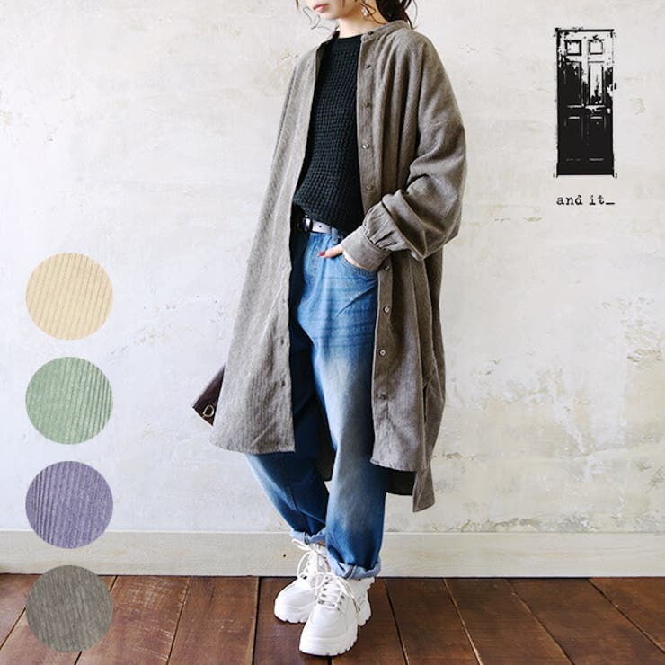 コーデュロイバンドカラーロングシャツレディース 秋冬 トップス 品番 Zx And It アンドイット のレディースファッション通販 Shoplist ショップリスト