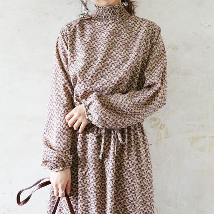 小紋柄シャーリングネックワンピースレディース 春夏秋 ワンピース 品番 Zx And It アンドイット のレディースファッション通販 Shoplist ショップリスト