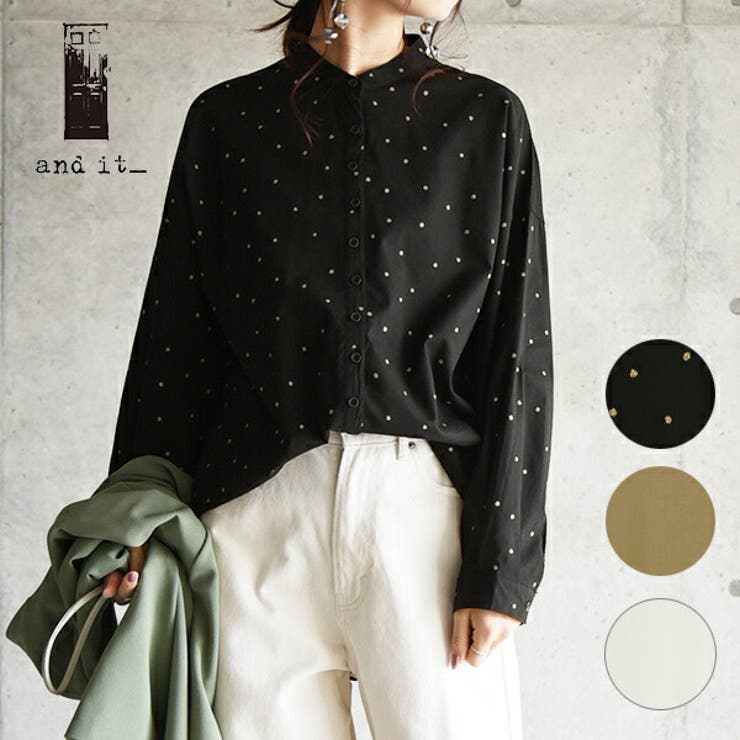バンドカラーラウンドヘムチュニックシャツレディース 春夏秋 トップス[品番：ZX000005940]｜and it  （アンドイット）のレディースファッション通販｜SHOPLIST（ショップリスト）