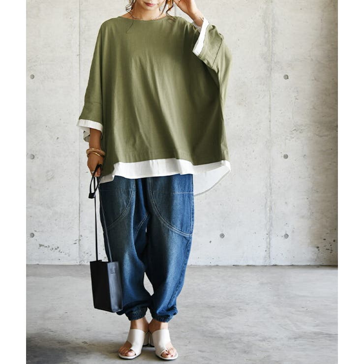 かど様✩✩✩ ALAND ✩コラボ ✩シャツ✩シャツ重ね✩レイヤードデザイン フェイクレイヤード Tシャツ 重ね着 ナンバー ロンT オーバー